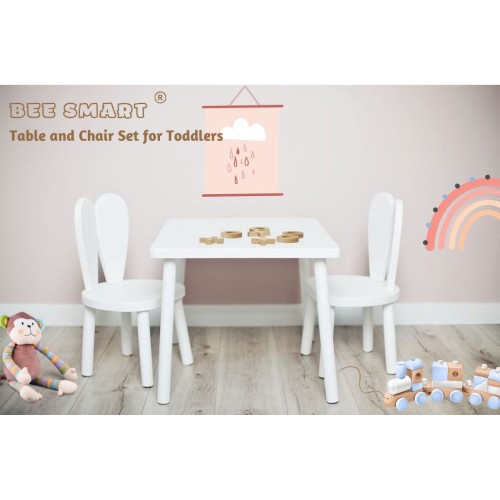 Bee Smart MS-24 Full Beyaz Sandalye Seti (1 Masa 2 Sandalye)